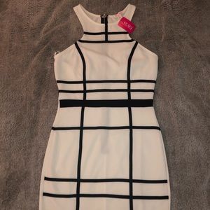 White and Black Fitted Mini Dress